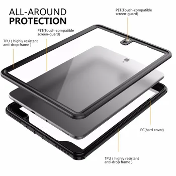 For Samsung Galaxy Tab S3 Vandtæt etui med Indbygget Skærm Full-Body Robust Beskyttende etui til Galaxy Tab S3 9,7 tommer 2017