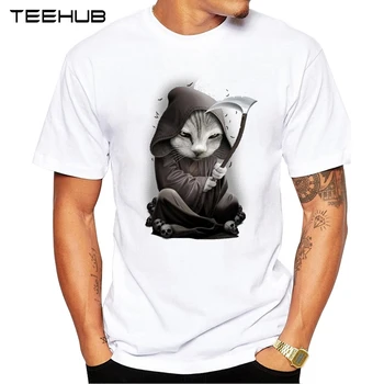 TEEHUB Mode OOPS Kat Mænd T-Shirt Hipster Fuldskab Kat Trykt Toppe Short Sleeve Tee Cool Reaper Cat T-Shirts