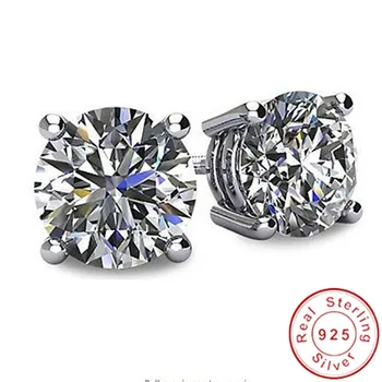 Choucong Trendy 5/9mm Lab Diamant Øreringe Ægte 925 Sterling sølv Engagement Bryllup Øreringe til kvinder, mænd Party Smykker