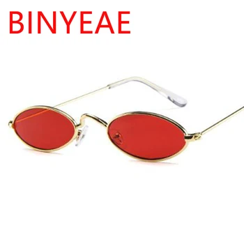 Røde Ovale Briller Metal Mode Mænds Runde Solbriller Gotisk stil, Små Hip Hop Smalle Briller Tendenser Kvindelige solbriller