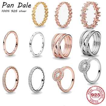 Luksus Oprindelige Virkelige 925 Sterling Sølv pan ring for Kvinder Mode temperament Autentisk høj kvalitet par Smykker
