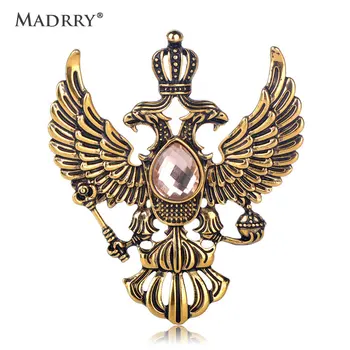 Madrry Vintage Brocher Høj Kvalitet Emblem Form Broche Antik Guld Farve Rhinestone Broche Kvinder Mænd Souvenir Gaver Revers Pin-Kode