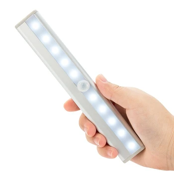 2stk Motion Sensor Nat Lys Trådløse PIR Lys Bar for Skab Entre Garderobe Skab 10 Led Pære Nødsituation Lampe Batteri