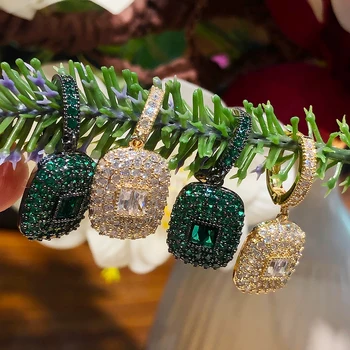GODKI Nye Trendy Mode Drop Øreringe Til Kvinder Bryllup Cubic Zirconia Dubai Brude Øreringe Kostume Smykker 2020 sommerfest