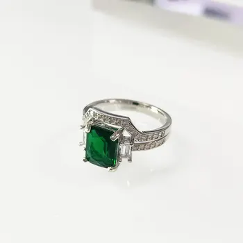 UMCHO Ægte 925 Sterling Sølv Dobbelt Ringe Nano Emerald Band Ringe Til Kvinder Valentine ' s Day Gave Fine Smykker