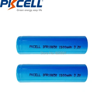 2stk PKCELL IFR18650 18650 1500mah 3.2 V Li-FePO4 Genopladeligt Batteri, Fladskærms Top-Ingen Beskyttelse For UPS Solar System LED lys