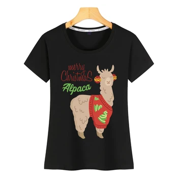 Toppe, T-Shirt Kvinder Alpaca Med Ugly Jul Sweater Kvinder 34 Ærmet, Mode, Vintage Kort Kvindelige Shirt