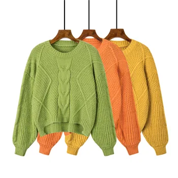 H. SA 2020 Vinter Tøj Kvinder Sweater og Pullovere Kort Stil koreanske Jumpere Snoet Trække Varm Sweater Kvinder Trøjer