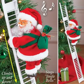Christmas Santa Claus Elektriske Klatre Stige Hængende Dekoration Juletræspynt Sjove Nye År Børn Gaver Part Indretning
