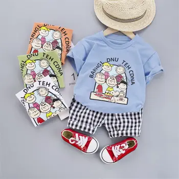 2020 Børn Sommer Bomuld Tøj Baby Dreng Pige Tegnefilm Print-O-Neck T-Shirt, Shorts 2Pcs/sæt Spædbarn Barn, Toddler Træningsdragter