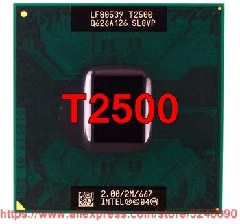 Original lntel Core 2 Duo T2500 CPU (2M Cache, 2.00 GHz, 667 MHz FSB, Dual-Core) For 945 chipset Bærbar computer processor gratis fragt