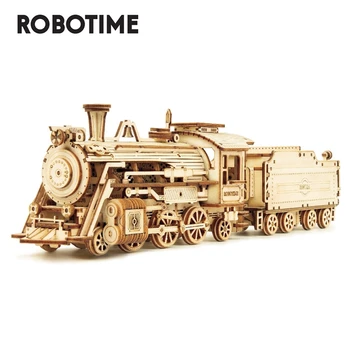 Robotime Tog Model 3D-Træ-Puslespil Toy Forsamling Lokomotiv Model Kits for Børn Fødselsdagsgave