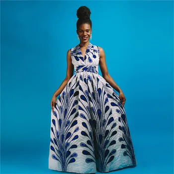 Sommeren Afrikanske Kjoler til Kvinder 2020 Fashion Nyheder Robe Lang Kjole Blomstret Print Part Afrikanske Tøj