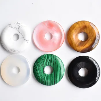 Natursten sort onyx Opal Kvarts krystal tiger eye 30mm donut vedhæng til gør det selv smykker at gøre halskæde Accessories12pcs