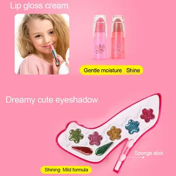 Børns Kosmetik Make-up Box Toy Sæt Pige Smykker Play House højhælede Sko, Makeup Box Prinsesse Makeup-Kit