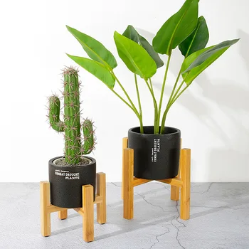 Bærbare Plante Stå Holdbart Træ Plante Stå Træ Flower Pot Holder Indendørs Display Rack Hjem Udsmykning Til Udendørs Haven^*