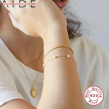 AIDE 925 Sterling Sølv Fashion Armbånd Til Kvinder 18 K Guld Forgyldt Armbånd Smykker 2020 Engros-Pulseras Mujer