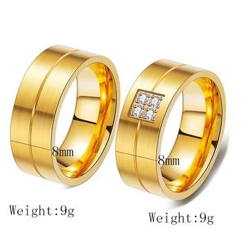 Nye Ankomst 2019 Par Smykker Ringe for Elskere af Rustfrit Stål Guld Ring Med Krystaller Navn Stempel til Rådighed