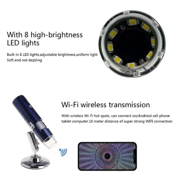 HD 1080P WiFi Mikroskop 1000X Forstørrelse til Android, iOS, iPhone, iPad, Windows, MAC