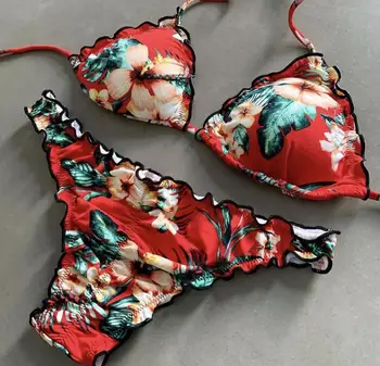 2020 print bikini Hot Nye Push Up Sexet Badetøj snøre Top Kvinder Badedragt til Stranden Brasilianske Bikini Sæt Kvindelige badedragt