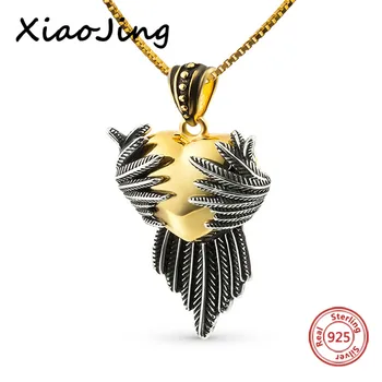 Xiaojing 925 Sterling Sølv, Guld Farve Hjerte Fløj Vedhæng Kæde Mode Smykker til Kvinder, Gaver Gratis Skibet 2020