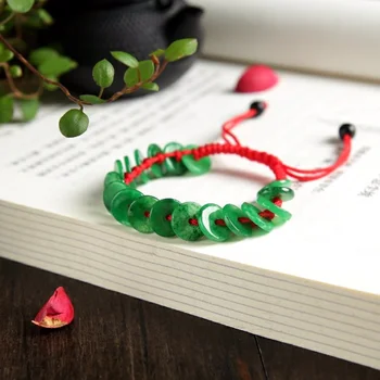 Naturlige Kinesiske Grønne Jade Perler Sikkerhed Spænde Armbånd Charme Smykker DIY Tilbehør Amulet Gaver Kvinder Justerbart Armbånd