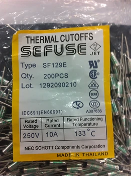 5PCS SF129E SEFUSE Cutoffs NEC Termisk Sikring 133C 133 Grad 10A 250V