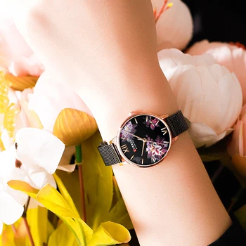 Nye CURREN Damer Blomst Ure til Kvinder i Rustfrit Stål Armbånd, Armbåndsur til Kvinder Mode Kvarts Ur Rosa Guld Reloj Mujer