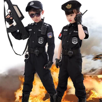 2020 Børn Halloween Politimand Kostumer Part, Kids Karneval Politi Uniform 110-160 cm Drenge Hær Politifolk Cosplay Tøj Sæt