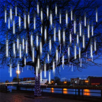 Led Christmas Light Bruser Meteor Regn Lys 8 Rør 384LED Faldende Sne Fe String Garland Holiday Party Xmas Tree Decor