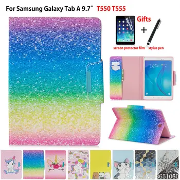SM-T550 Case Cover Til Samsung Galaxy Tab med EN 9,7 SM-T555 T550 T555 P555 Funda Tablet Mode Malet PU Læder Stå Shell +Gave