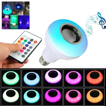 Smart E27 RGB Bluetooth Højttaler LED Pære Lys 12W Musikken Dæmpes Trådløs Led-Lampe med Fjernbetjening Dropship
