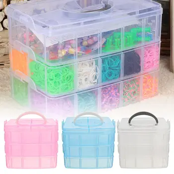 18Slots smykkeskrin Opbevaring Plast Håndværk Opbevaring BoxStackable Smykker Af Container Klar Plast 3 Lag