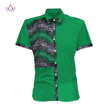 Spring Nye Design Herre Afrikanske ClothingShort Ærme Slim Fit Herre Dashiki Afrikanske Udskrive Afslappet Stil Mænd Shirts 6XL BRW WYN298