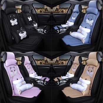 Tegnefilm sædebetræk søde hamster pladser pude sæt hør stof klud auto sæde dækker universal fire sæsoner bil tilbehør