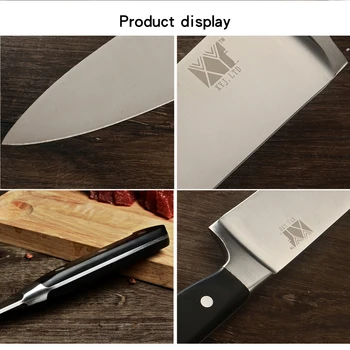 XYj Tyskland Full Tang Køkken Knive High Carbon Rustfrit Stål Køkkenkniv Ultra Skarpe Blade Madlavning Kniv Kok Anbefale