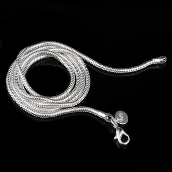 Mode 1 MM/2 MM/3 MM Oprindelige 925 Silver Snake Kæde Halskæder til kvinder, Mænd 16-24 tommer Statement Halskæder Bryllup Smykker