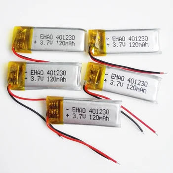 Masse 5 stk EHAO 401230 120mAh 3,7 V Lithium-Polymer-LiPo Genopladeligt Batteri Til Mp3 DVD-bluetooth-hovedtelefon Smart ur MP4