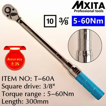 MXITA 5PCS 3/8 5-60NM Industriel Kvalitet netic Plug Sæt Justerbare Momentnøgle Cykel Reparation Værktøj
