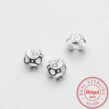 4STK 925 Sterling Sølv Geometri Hule Ud Spacer Charm Perler for DIY Armbånd fremstilling af Fine Smykker at Finde