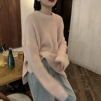 Werynica Lange Ærmer Efterår og Vinter Sweater Kvinder koreansk Stil Strikket Sweater, Pullover Jumper Mode 2019 O-hals Sweater Kvinder