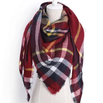 Designer 2019 strikket forår vinter kvinder plaid tørklæde varm cashmere tørklæder, sjaler luksus mærke hals pashmina tørklæde dame wrap