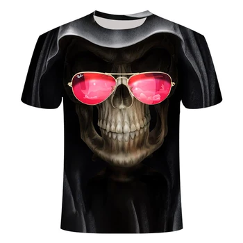 Sommeren 2020 nye fritids-og klassiske 3D-print horror kraniet Street rem fashion T-shirt med o-hals s-6xl