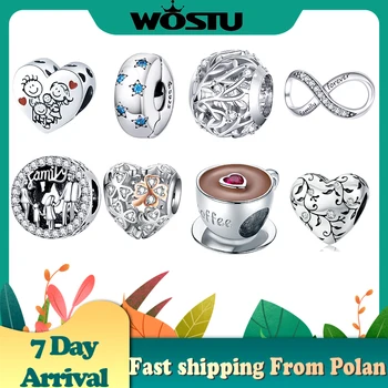 WOSTU 925 Sterling Sølv med Zirkonia DIY fine perler Passer Oprindelige Charme Armbånd DIY Smykker gør en 7-DAGES ankomst fra Polen