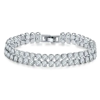 2021 nye luksus 18CM Dobbelt række af runde 925 sterling sølv armbånd armbånd til kvinder jubilæum gave smykker engros S5775