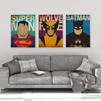 Superhelt Lærred Maleri 6 Stykker Batman Moderne Hjem Wall Decor Lærred Kunst HD Udskriver Væg Billeder For Barnets Soveværelse Urammet