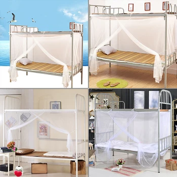 White Fire-hjørne Seng Polyester Fiber Myggenet Gennemsigtig finmasket Antimosquito Bed Tæppet Sovesal Hjem Generelt Sengetøj