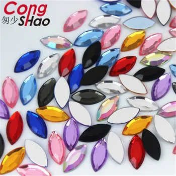 Cong Shao 300pcs 7*15mm Marquise Form Akryl rhinestone applikationer sten og krystaller, Fladskærms Tilbage, tøj, Kunsthåndværk dekoration YB708