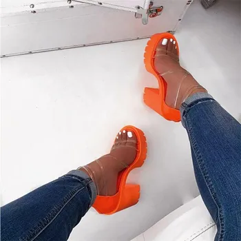 Sommer nyt kvinders højhælede tværs af PVC stropper udendørs rejse sandaler gummi bund, non-slip tøfler øget sandaler