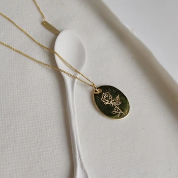 LouLeur 925 sterling sølv ovalt rose vedhæng guld fashion design er elegant female halskæde festival smykker gave